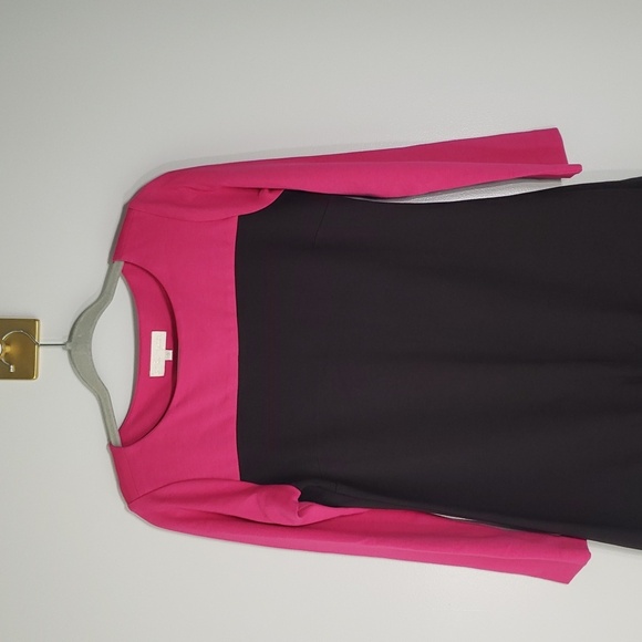 Britt Ryan Mini Dress 10 Black Pink Long Sleeve Color Block Preppy Cocktail - Picture 2 of 13
